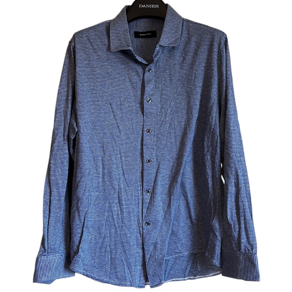 Bugatchi men’s shirt button front size XL blue white